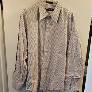 Mens Blue and White Dress Shirt Classic Stripes